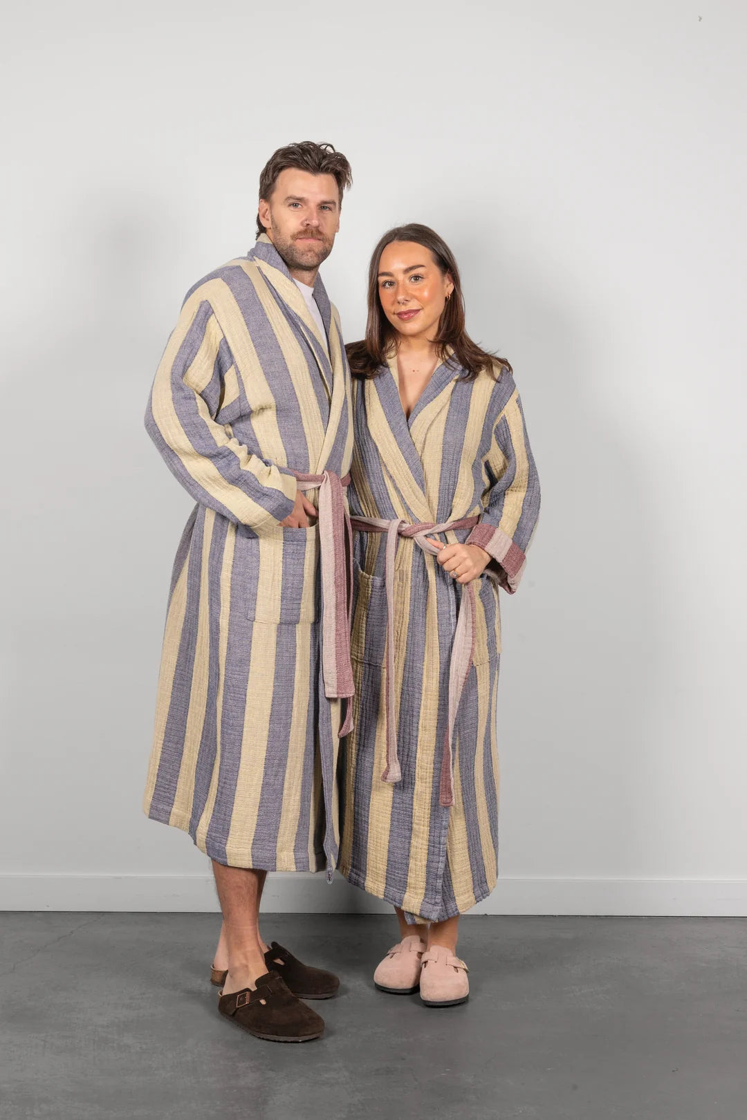 Tofino Towel Co. The Cascade Stripe Unisex Robe - Navy Mix