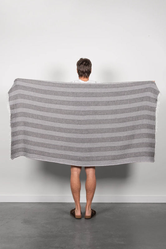 Tofino Towel Co. The Cascade Reversible Stripe Towel - Grey Mix