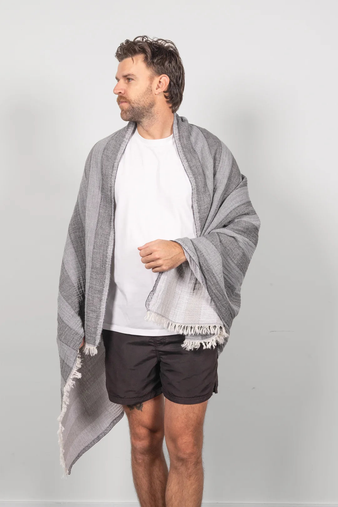 Tofino Towel Co. The Cascade Reversible Stripe Towel - Grey Mix