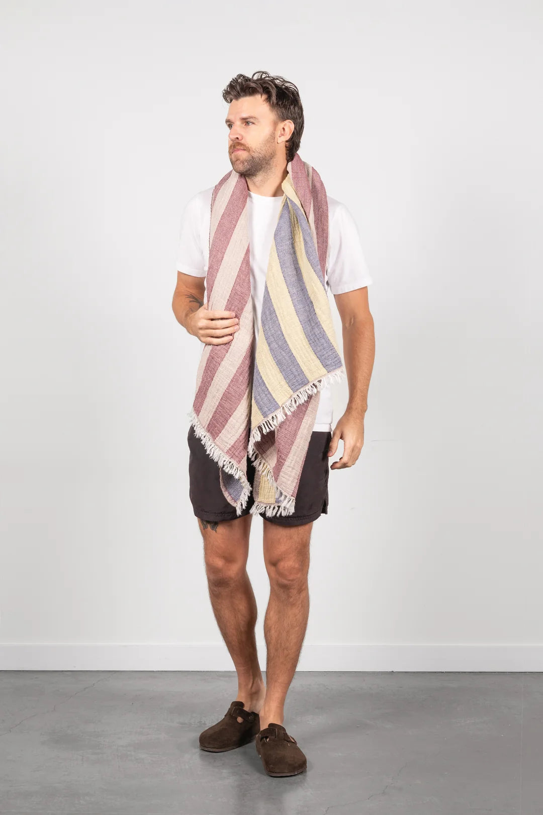 Tofino Towel Co. The Cascade Reversible Stripe Towel - Navy Mix