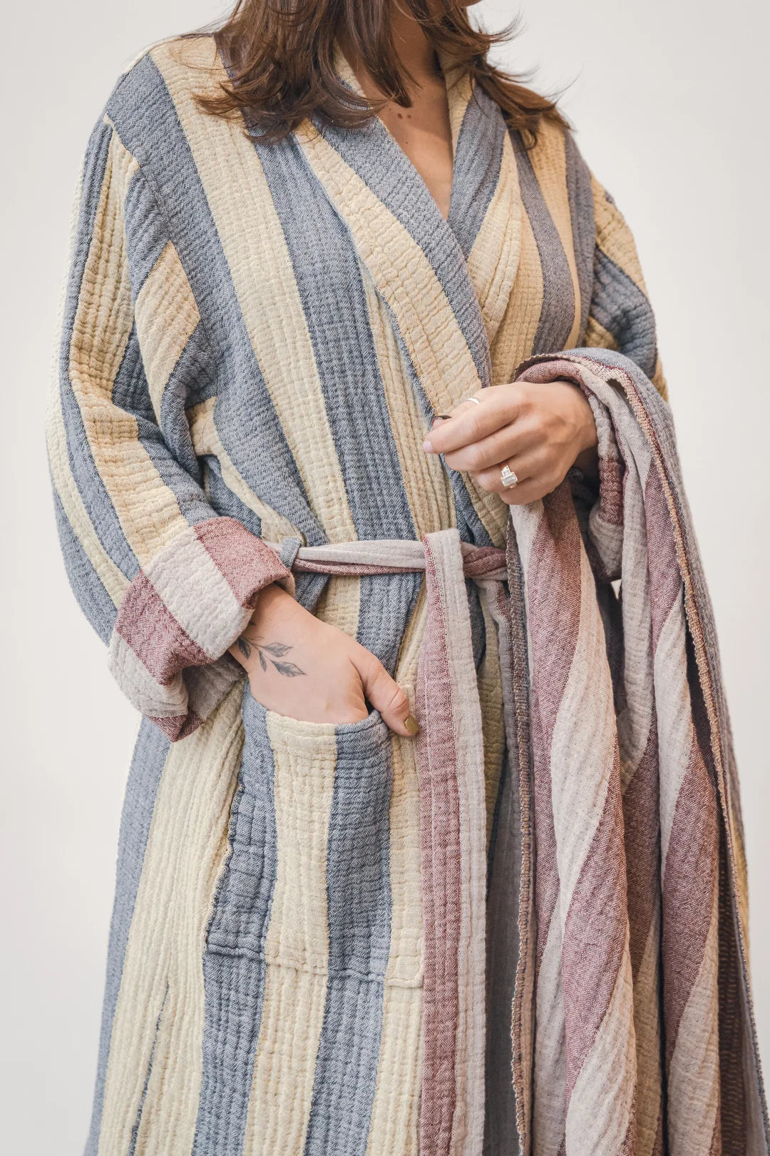 Tofino Towel Co. The Cascade Reversible Stripe Towel - Navy Mix