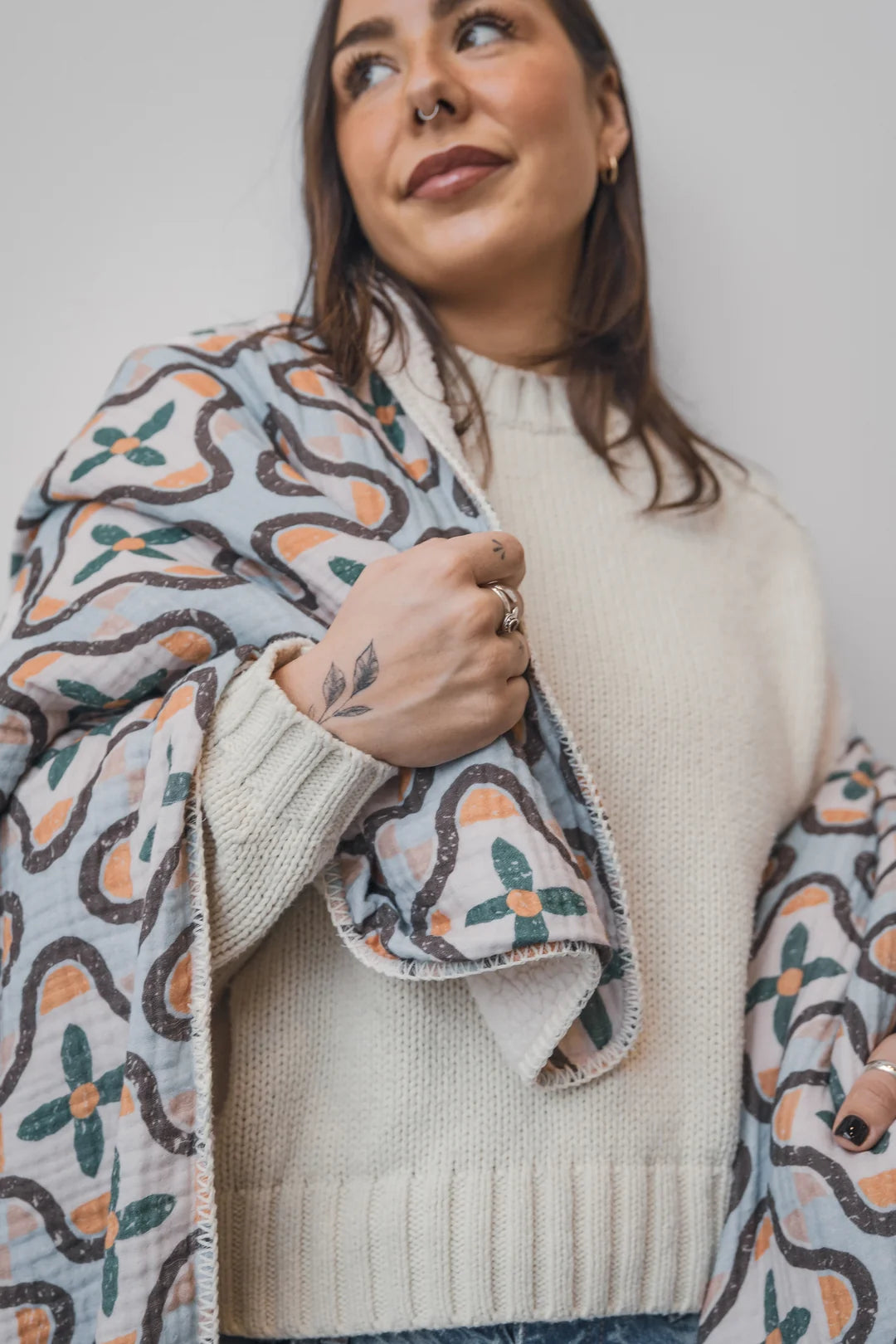 Tofino Towel Co. The Mosaic Block Print Sherpa Lined Throw