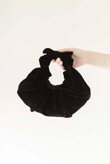 A Bronze Age Velvet Kiku Croissant Bag - Black