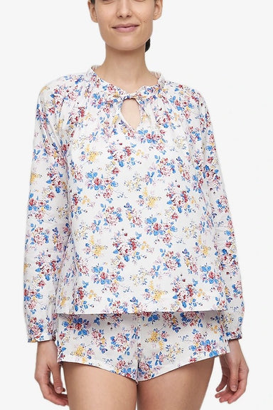 The Sleep Shirt Gathered Neck Top and Classic Short Set - Summer Floral