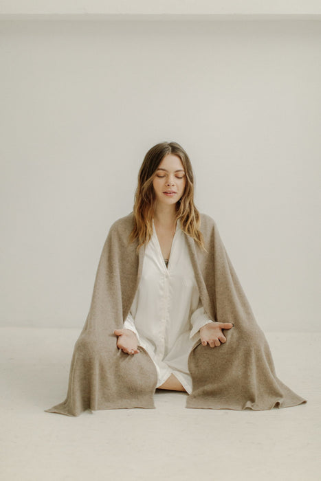 Barefoot Nomad Organic Cashmere Maxi Wrap - Mushroom Brown