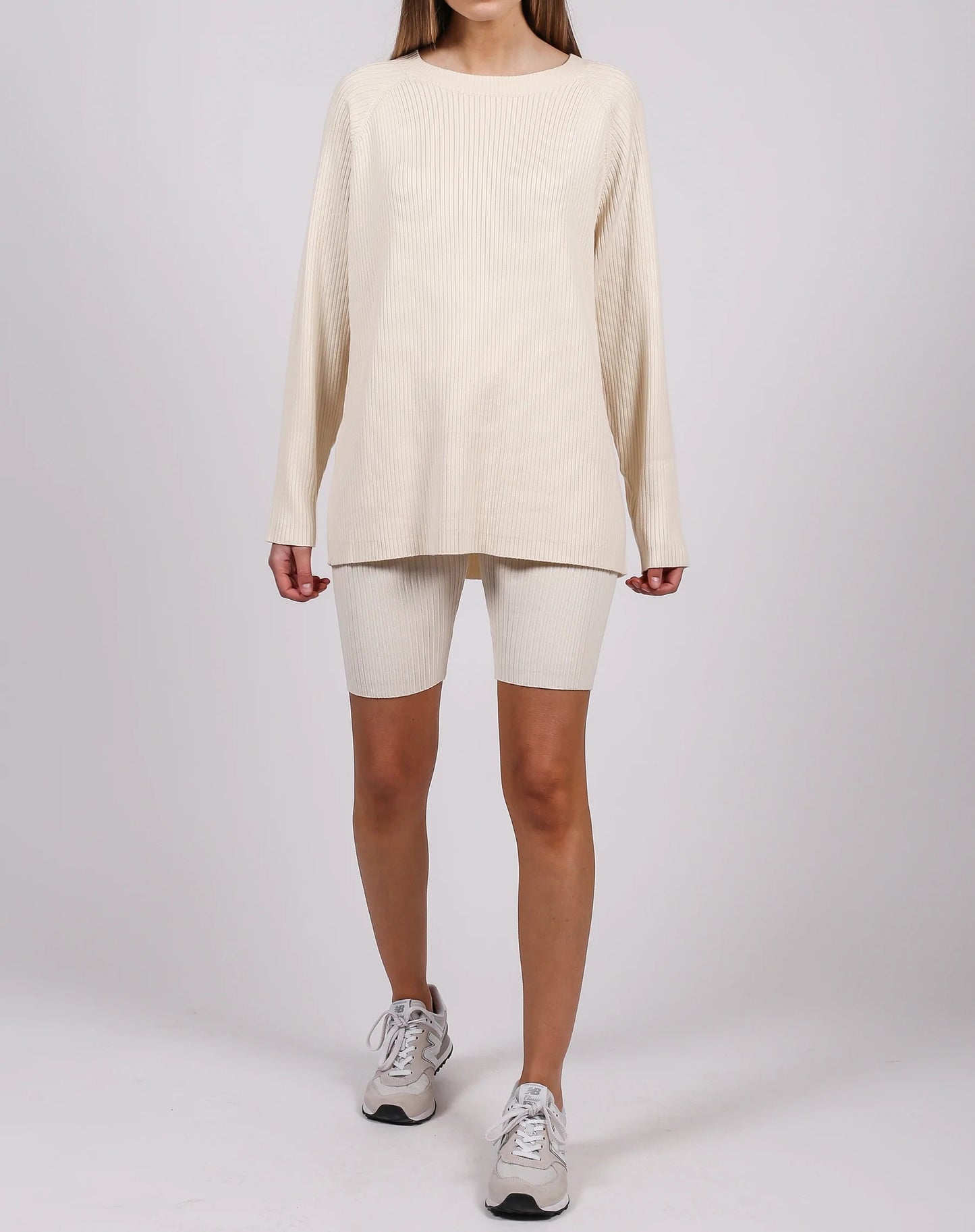 Ribbed Biker Short - Cream