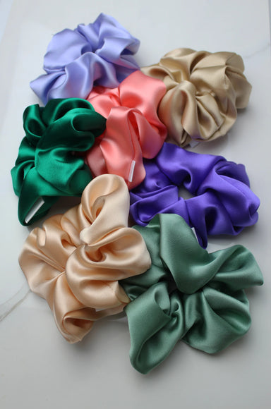 Jacoba Jane Silk Satin Scrunchie - Fawn