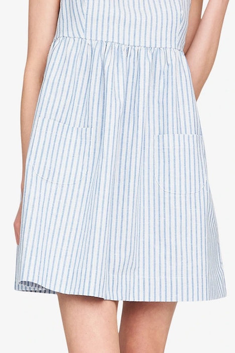 The Sleep Shirt Pocket Nightie in Sapporo Cotton Linen Stripe