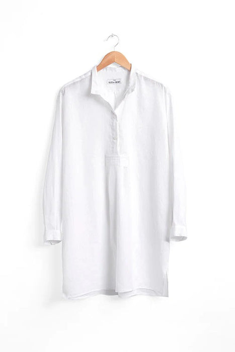 The Sleep Shirt Short Sleep Shirt - White Linen