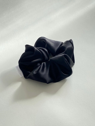 Jacoba Jane Silk Satin Scrunchie - Black