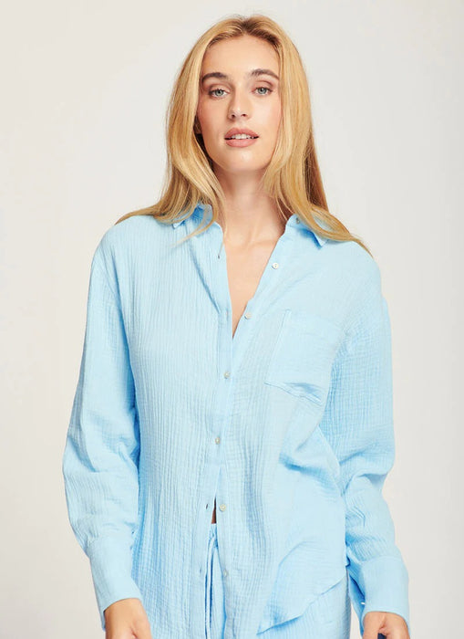 Line Zosia Gauze Button Down Shirt - Blue Mist